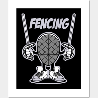 FENCING CARTOON Posters and Art